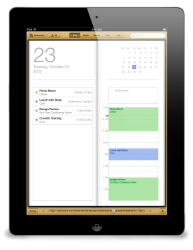 A digital calendar on a tablet device.